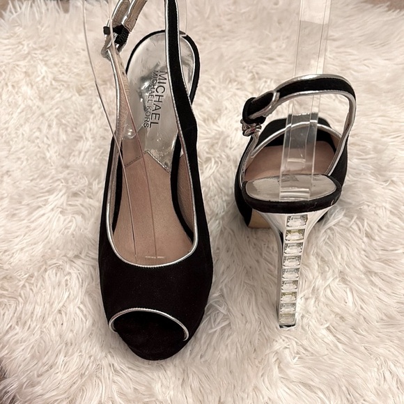 Michael Michael Kors Black Heels with Slingback Design and Unique Crystal Heel - Picture 2 of 9